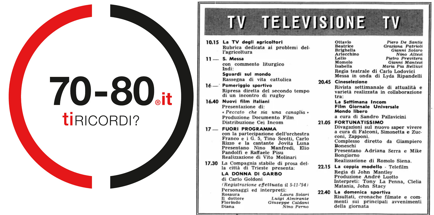 padre mariano, palinsesto tv 1958